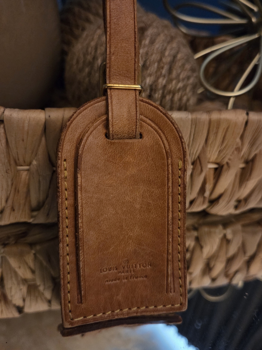 Louis Vuitton Vintage Vachetta Leather Luggage Tag Made in France Travel Bag
